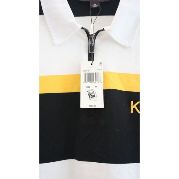 Michael Kors CS250PJ5E2 Mens Sz M Butter Multi Striped L/S Rugby Polo Shirt $128 - Picture 4 of 12